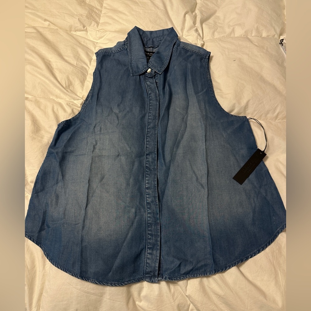 Black Orchid Blue Denim Snap Front Sleeveless Shirt - NWT - Size L - Picture 3 of 14